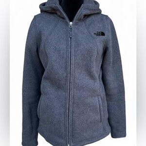 Womens Gray Zip Front Fleece Gray Hooded Jacket Sweater Sweatshirt size Medium